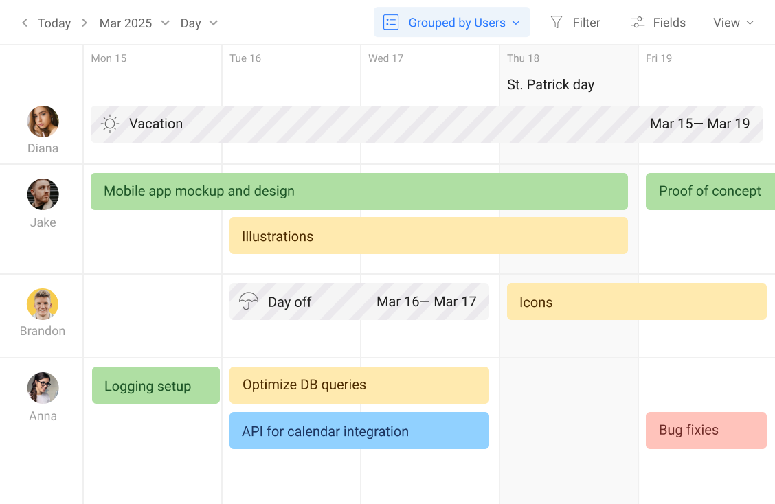 Holidays and day offs demo