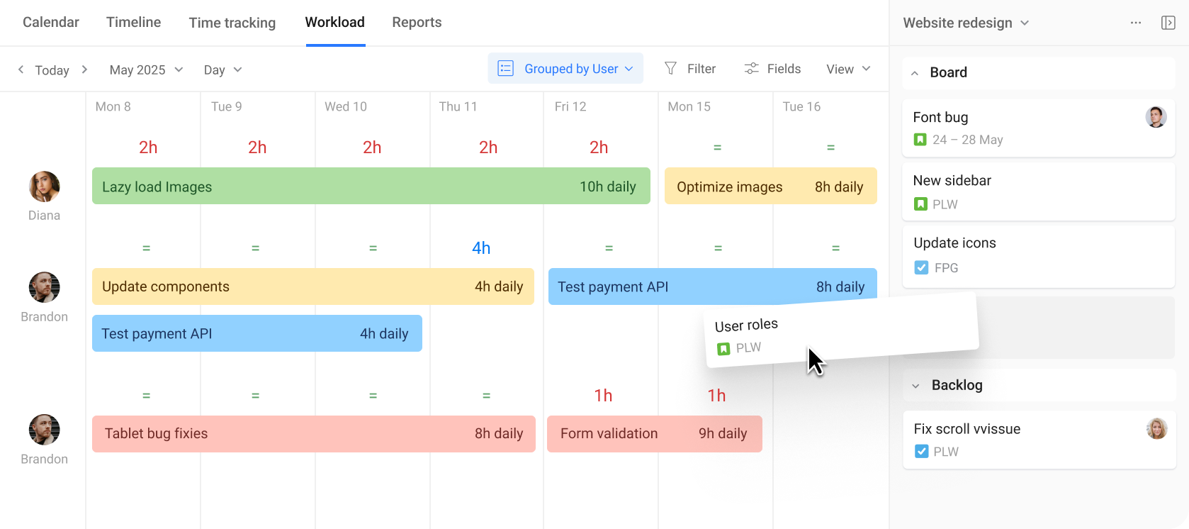 Balance workloads over time demo